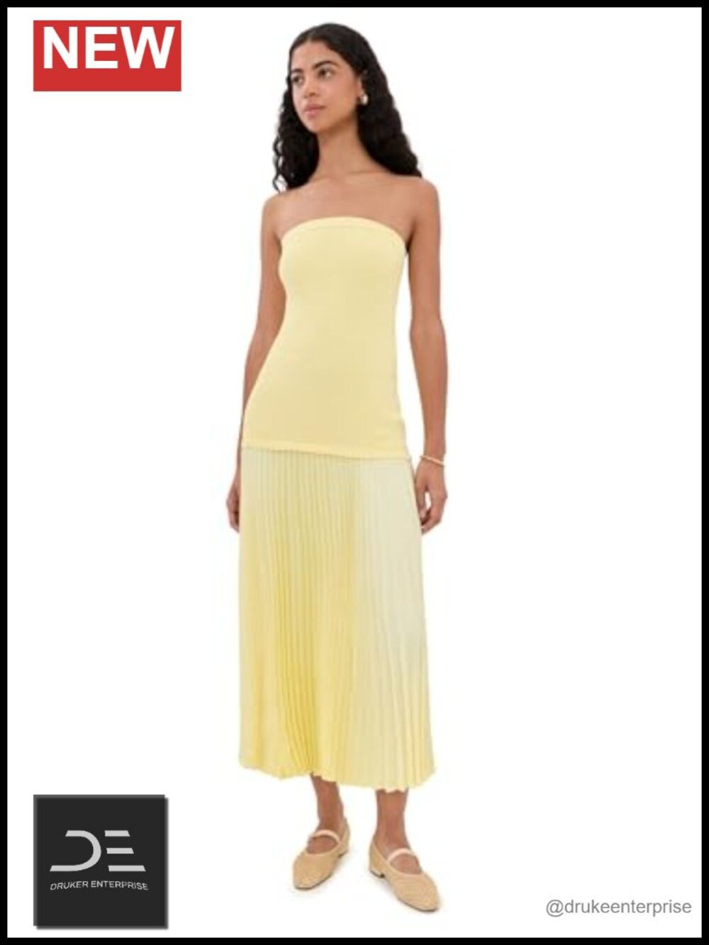 ASTR the Label Selune Strapless Maxi Dress Fitted Ribbed Bodice Casual